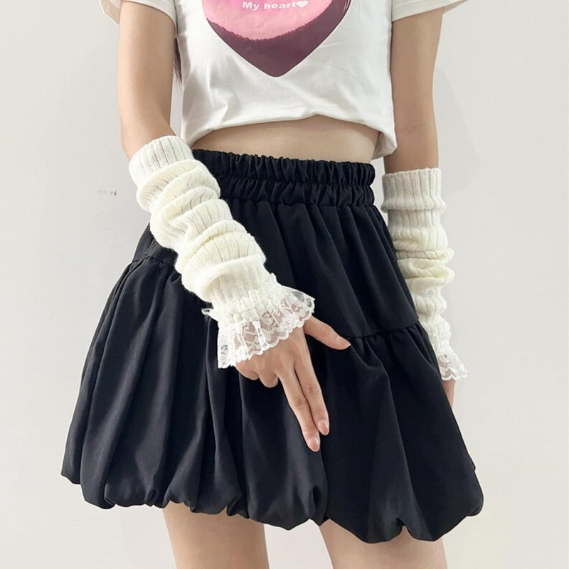 DUNKOING Cute Y2K Arm Warmers Kawaii Knitted Wrist Warmers Long Japanese Harajuku Goth Fingerless Sleeve for Women Girls - Image 4